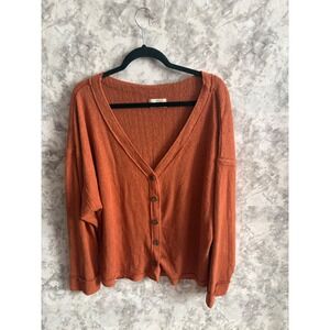 Urban Outfitters Women's Medium Burnt Orange Button‎ Front Knit Cardigan Sweater